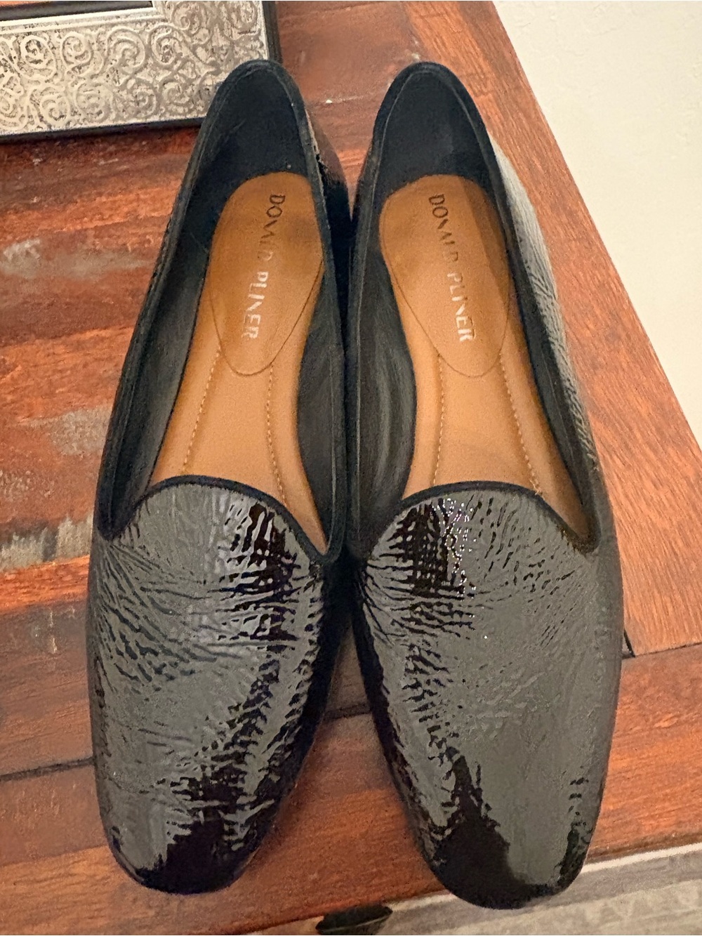 Donald J. Pliner Black Patent Leather Slip-On Loafers